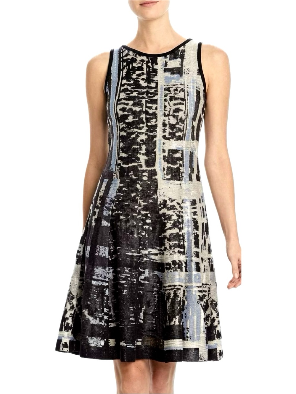 NIC & ZOE Geometric Print Midi Sweater Dress Size M Sleeveless Fit & Flare Artsy